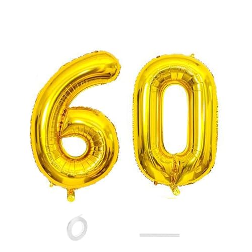 ParPix Luftballon 60 Geburtstag Deko, 32" 60 Luftballon Zahl, Deko 60 Geburtstag Frau Mann,Gold 60 Ballon, Geburtstagsdeko 60 Jahre, Luftballons 60. Geburtstag,60 Geburtstag Männer Frauen Folienballon von ParPix