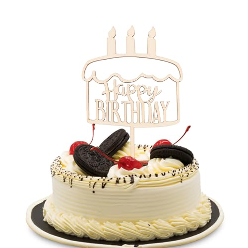 ParPix Happy Birthday Cake Topper, Holz Happy Birthday Tortendeko, Wiederverwendbarcake Cake Topper Geburtstag, Tortendeko Geburtstag, Tortendeko Happy Birthday für Mädchen Jungen Geburtstagsfeiern von ParPix