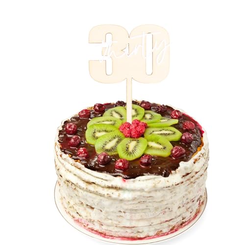 ParPix Tortendeko 30 Geburtstag Frau Mann, Holz Cake Topper Deko 30 Geburtstag, Kuchen Deko 30 Geburtstag, 30 Geburtstag Männer Frauen Deko, 30. Geburtstag Deko Kuchendeckel Party Dekoration Zubehör von ParPix