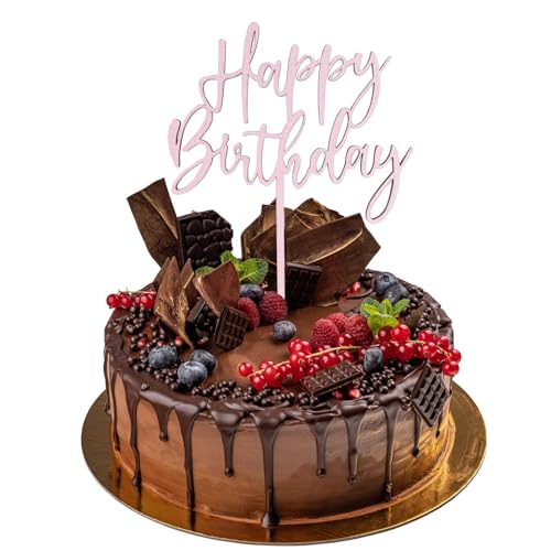 ParPix Happy Birthday Cake Topper, Holz Happy Hirthday Tortendeko, Wiederverwendbarcake Cake Topper Geburtstag, Tortendeko Happy Birthday Mädchen Jungen Frauen Mann, Tortendeko Geburtstag (Roségold) von ParPix