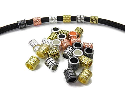 1/2/5/10/50 Stck. Beads, Perlen-5 Farben-für Paracord-Leder usw. 6x6 mm-Loch 3,7 mm (50x, Silber) von Paracordforyou