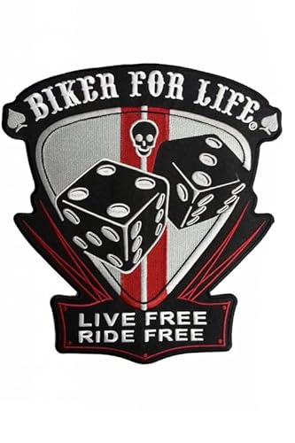 Patch Emblem, bestickt, zum Aufbügeln – BIGPATCH – live free biker for life live free ride free 29 cm von Paraserbatoio.it
