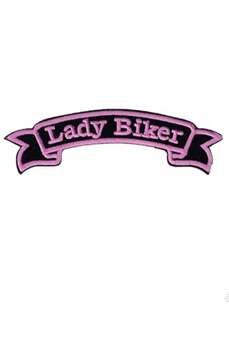 Patch Emblem Stickerei zum Aufbügeln - Bike Mix Patch - Lady Biker Purple 105 x 30 mm von Paraserbatoio.it