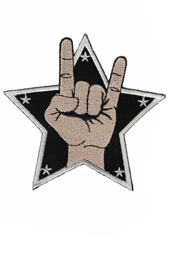 Patch Emblem Stickerei zum Aufbügeln - Patch Oldschool Mudra Metall Sign Pommesgabel Star 92 x 89 mm von Paraserbatoio.it