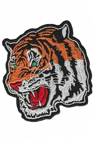 Patch Emblem Stickerei zum Aufbügeln - Tiere - Tiger Kopf 73 x 80 mm von Paraserbatoio.it