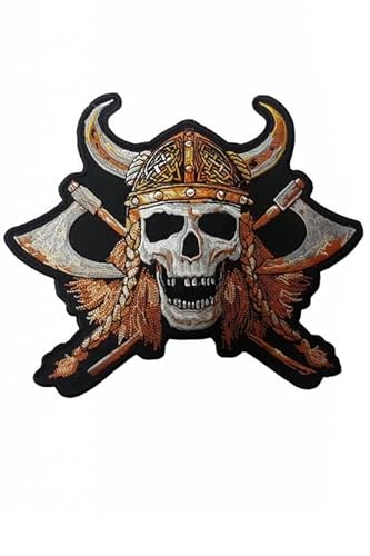 Patch Emblem bestickt, zum Aufbügeln - BIGPATCH - Viking Skull germane 24 cm groß von Paraserbatoio.it