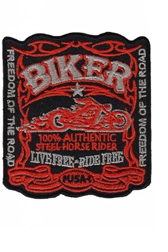 Patch Emblem bestickt, zum Aufbügeln – Bike Mix Patch – Biker 100 authentischer Stahl Horse Rider Reedom 80 x 89 mm von Paraserbatoio.it