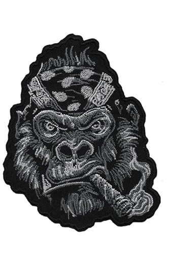 Patch Emblem bestickt, zum Aufbügeln – Bike Mix Patch – Gorilla Monkey Biker Gorilla Small 75 x 100 mm von Paraserbatoio.it