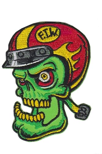 Patch Emblem bestickt, zum Aufbügeln – Bike Skull Patch – ftw Helmet Fuck the World Forever Zwei Wheels 69 x 91 mm von Paraserbatoio.it