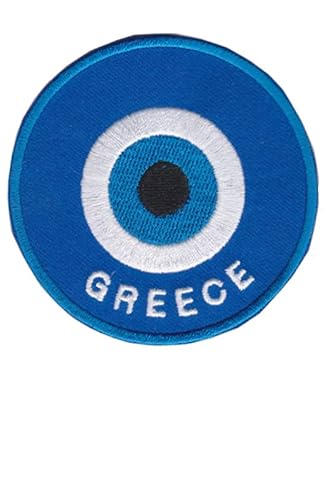 Patch Emblem bestickt, zum Aufbügeln – Flagge – Greece Rund 74 x 74 mm von Paraserbatoio.it