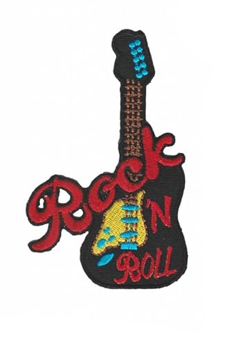 Patch Emblem bestickt, zum Aufbügeln - Patch Oldschool - Gitarre Rock n Roll 67 x 107 mm von Paraserbatoio.it