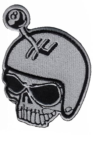 Patch Emblem bestickt, zum Aufbügeln - Patch Oldschool - Lucky 8 Skull Lucky 8 Hot Rod Gear Shift Hq 68 x 90 mm von Paraserbatoio.it