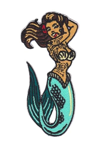 Patch Emblem bestickt, zum Aufbügeln - Patch Oldschool - Mermaid Tattoo 48 x 102 mm von Paraserbatoio.it