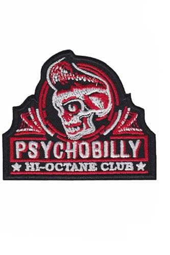 Patch Emblem bestickt, zum Aufbügeln - Patch Oldschool - Psychobilly Hi Octane Club 80 x 67 mm von Paraserbatoio.it