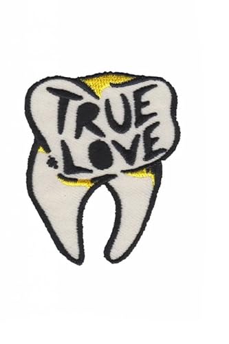 Patch Emblem bestickt, zum Aufbügeln - Patch Oldschool - True Love True Love Tooth 42 x 60 mm von Paraserbatoio.it