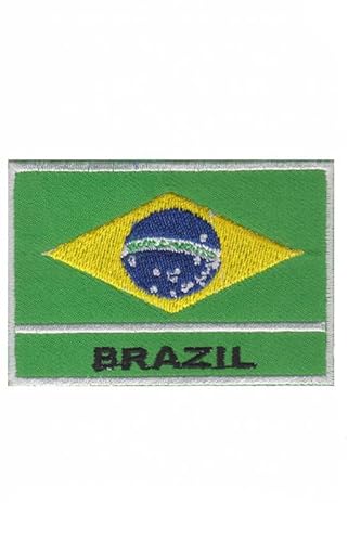 Patch Emblem bestickt zum Aufbügeln - Flagge - Brazil Brazil Flag 70 x 50 mm von Paraserbatoio.it