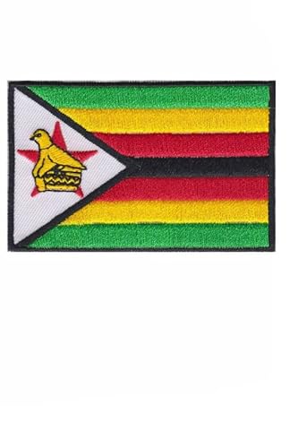 Patch Emblem bestickt zum Aufbügeln - Flagge - Zimbabwe Symbabwe Zimbabwe Flag 80 x 52 mm von Paraserbatoio.it