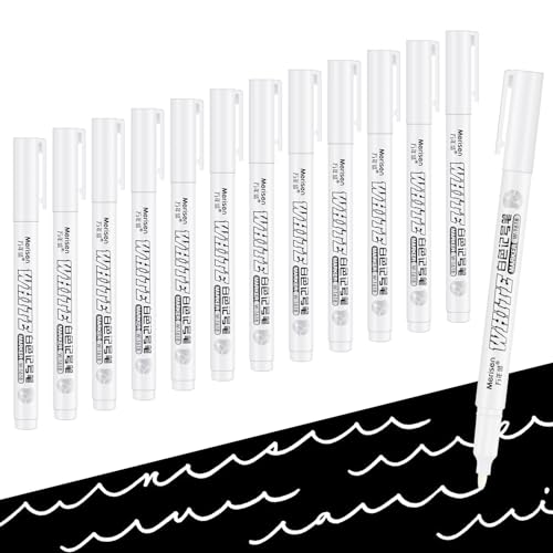 12 Stück Permanent Marker Wasserfest,4mm Wasserfester Stift Weiss,Acrylstifte Weiß Trocknend,Reifenstift Weiß Set,Weißer Marker für Glas, Keramik, Metall, Holz, Reifen, Papier, Kunststoff, Stein von Parastar