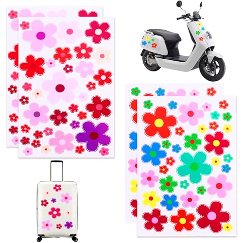 140 Blümchen Aufkleber Set,Fahrrad Aufkleber Sommer Blumen Auto Sticker Dekoration,Wasserfest Prilblumen Aufkleber Outdoor,Blumen Fahrrad Aufkleber für Fahrrad,Laptop,Auto Motorrad von Parastar