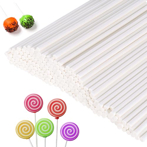 200 Stück Cake Pop Stiele,Cake Pop Stiele Aus Papier,Weiße Lollipop Sticks,Papier Lollipop Sticks,Mini Lutscher Papierstäbchen für Lutscher, Bonbons, Kuchen, Kekse und Desserts 10cm×3.5mm von Parastar