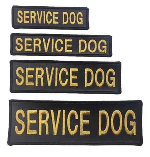 Bestickter Diensthund Kunstleder-Patches – Arbeitstier-Hunde-Abzeichen zum Aufnähen (Metallic-Gold, XS), 2 Stück von Parazon