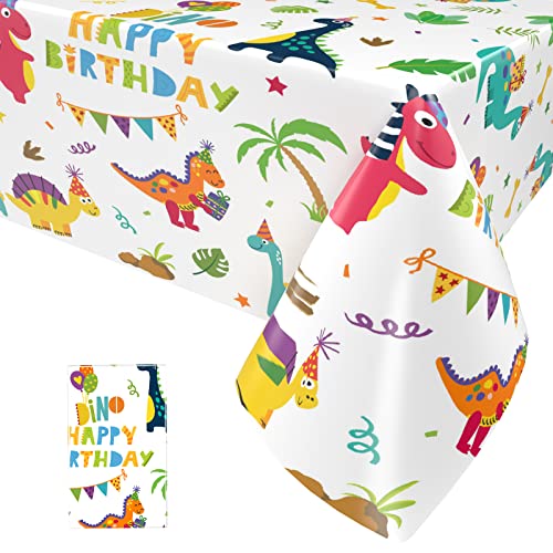 1 Stück Dinosaurier Tischdecke, Dinosaurier Alles Gute zum Geburtstag Tischdecke für Kinder Party Dekorations, Dinosaurierparty Plastik Tischdecke für Babyparty Dinosaurier Themen Party, 137 x 274CM von Paready