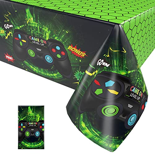 1 Stück Videospiel Tischdecke, Gaming Spieler Party Tischover, Game Party Einweg Tischdecke Plastik Tischabdeckung für Jungen Mädchen Videospiel Thema Geburtstag Party Supplies, 137 x 274CM von Paready