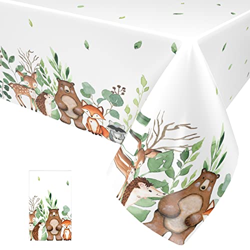 1 Stück Waldtiere Tischdecke, Dschungel Tiere Thema Tischdecke für Jungen Mädchen Party Dekorationen, Wild One Party Tisch Cover für Babyparty Kinder Geburtstag Zoo Party Supplies, 137 x 274CM von Paready