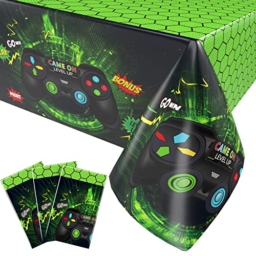 3 Stück Videospiel Tischdecke, Gaming Spieler Party Tischover, Game Party Einweg Tischdecke Plastik Tischabdeckung für Jungen Mädchen Videospiel Thema Geburtstag Party Supplies, 137 x 274CM von Paready