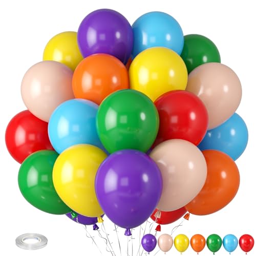 Luftballons Bunt, Bunte Ballons, Regenbogen Luftballons Rot Orange Gelb Grün Blau Lila Rose Ballons für Mädchen Junge Kinder Geburtstag Abschlussfeier Babyparty Hochzeit Verlobungs Jubiläum Deko von Paready