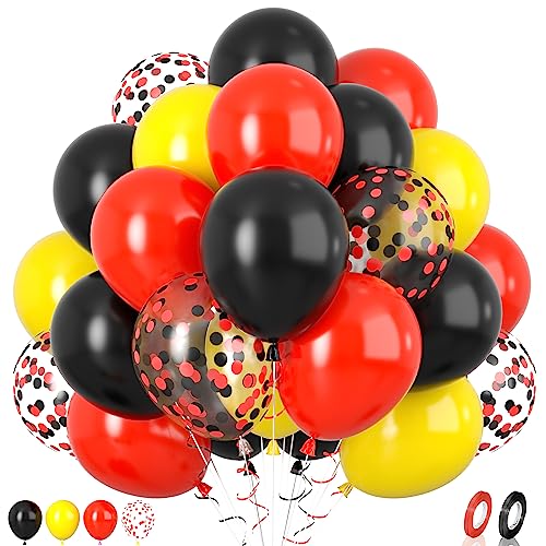 Luftballons Rot Schwarz Gelb, 30 Stück Gelb Schwarz Rot Geburtstag Luftballons Schwarz Rot Gelb Ballons Rot Schwarz Konfetti Ballons für Babyparty Hochzeit Verlobung Jubiläum Karneval Thema Party Deko von Paready