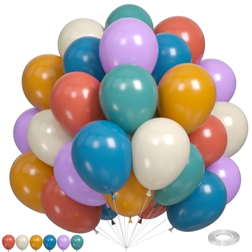 Retro Bunte luftballons, Luftballons Boho Bunt, Retro Blau Nackt Hellviolett Orange Gelb Regenbogen Latex Ballons für Mädchen Junge Geburtstag Babyparty Hochzeit Boho Geburtstag Party Dekoration von Paready