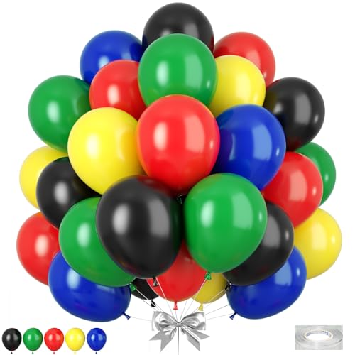 Rote Blau Grün Schwarz Luftballon, 50 Stück Matt Rote Blau Grün Schwarz Grün Ballons für Teenager Mann Junge Superhelden Karneval Helden-Thema Hochzeit Geburtstag Party Babyparty Dekorationen von Paready