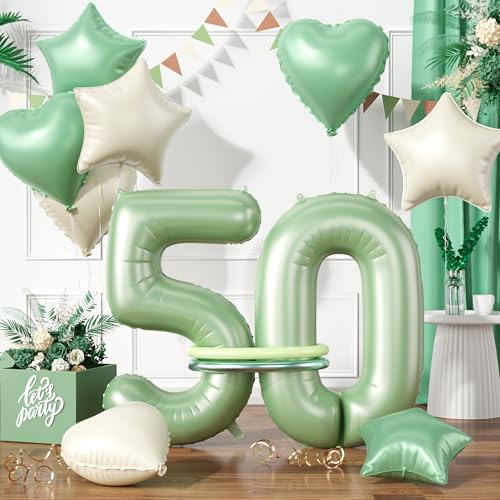 Zahlen 50 Grüne Luftballon, Luftballons 50. Geburtstag Grüne, 40 Zoll Grüne Zahl Ballons, Grün Helium Ballon Beige Grüne Herz Stern 50 Ballon für 50. 5. Kinder Geburtstag Party Jahrestag Dekoration von Paready