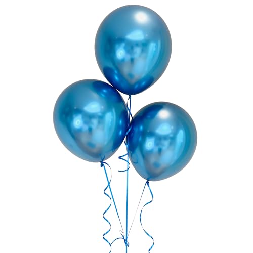 Beutel mit 50 metallisch-blauen Latex-Luftballons, 30,5 cm von Parev