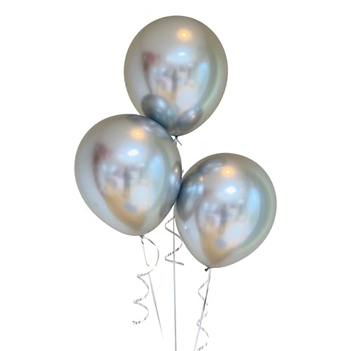 Beutel mit 50 metallisch-silberfarbenen Latexballons, 30,5 cm von Parev