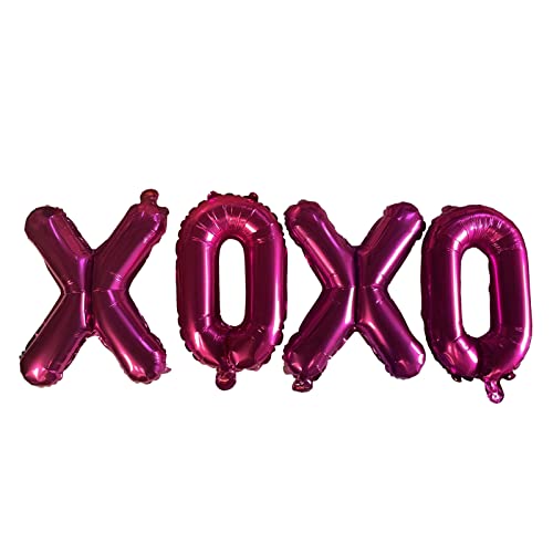 Rosa XOXO Text Folienballons mit Band und Strohhalm zum Aufblasen von Parev