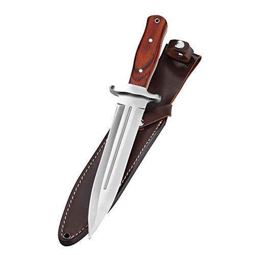 PARFORCE Messer Saufänger Abfangmesser Boar Hunter Pakka - 440-Stahl mit Schweißrinne und attraktive Pakkaholz- Griffschalen von Parforce