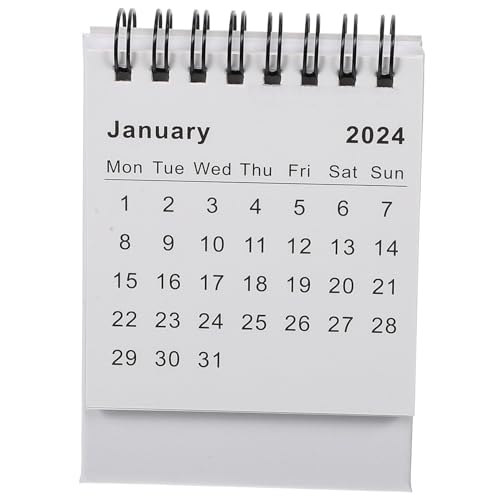 2024 Mini-Tischkalender office organizer büro organizer Kompakter Kalender bürodeko Desktop-Staffelei-Kalender Haushalt Schreibtisch Heimkalender kreativer Kalender Papier Weiß Parliky von Parliky