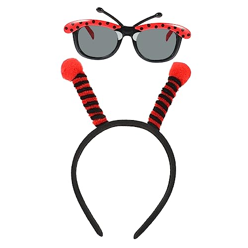 Parliky 1 Satz Partybrille Ladybug Kostümzubehör Ladybug Haarschmuck Make-up-Stirnband Sonnenbrille Kopfhörer für Kinder Kinderkopfhörer Haarband mit Marienkäferohren Party-Stirnband Abs von Parliky