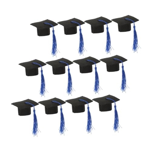 Parliky 12St Mini-Arztmütze abschlussfeier graduation cap Dekoration für Weinflaschen Blaue Farbe Plüsch Gefälligkeiten tiere Mini-Abschlusskappe Graduierung Weinflaschendeckel Vlies Blue von Parliky