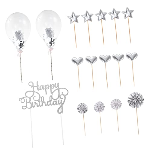 Parliky 17st Kuchenstangen Cupcake-topper Zum Geburtstag Paillettenbesatz Geburtstagsdekoration Tortenverzierung Zum Geburtstag Ballon-dessert-topper Mit Pailletten Silver Pu von Parliky