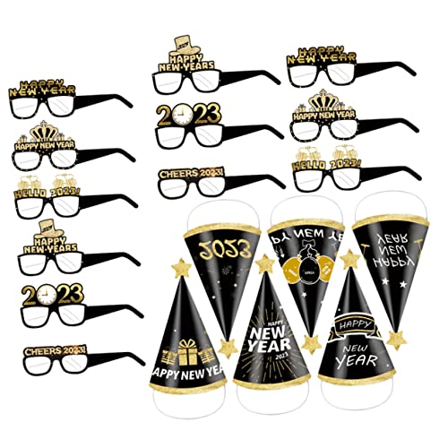Parliky 18 Stk 2023 Papier gläser Dekorationen für die Silvesterparty Fotokabinen-Requisiten für das neue Jahr kinderparty mitgebsel reminescence lustige Brille Silvester-Party-Brille von Parliky