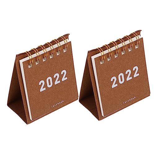 Parliky 2 Stück 2022 2022 Mini-tischkalender Office-desktop-kalender Desktop-kalender 2022 Stand Flip 2022 Mini Staffelei Kalender Desktop-staffelei Mini-dekor Bürokalender Brown Papier von Parliky