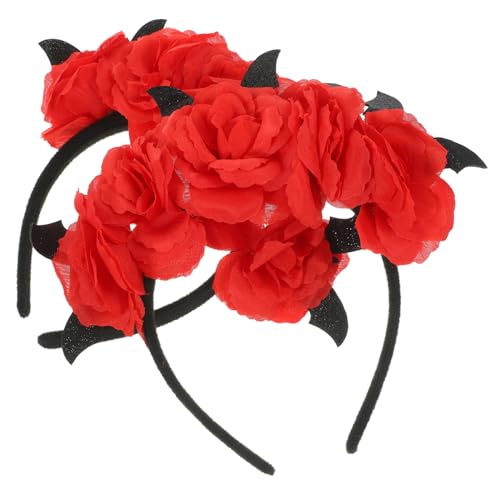 Parliky 2St halloween haarreif halloween headband karnevals kostüme Bat Kopfschmuck gotischer Haarreif Blumenstirnbänder Stirnband Halloween-Haarband Halloween-Accessoires Stoff rot von Parliky