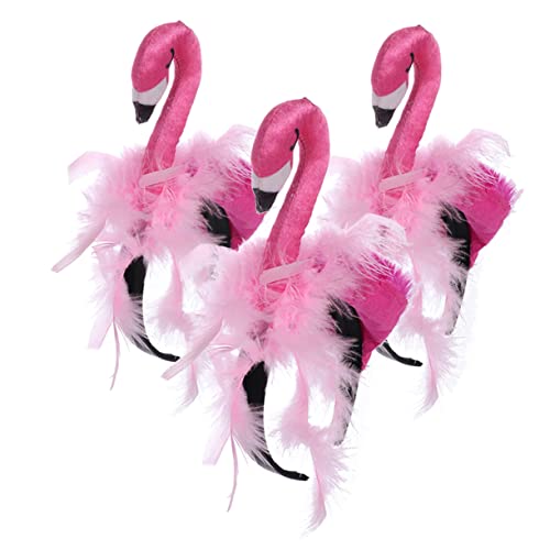 Parliky 3St Flamingo-Stirnband Make-up-Stirnband Cartoon-Flamingo Luau-Party-Stirnbänder Flamingo-Party-Stirnband Haarband kinderkostüme Lustig Tier-Stirnband Hawaii-Party-Stirnband Satin von Parliky