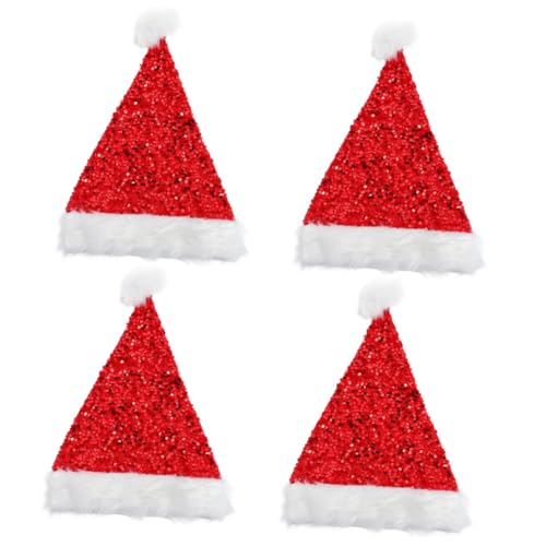 Parliky 4 Stück Weihnachtsmütze Christmas hat Xmas hat Teenager Santa hat Red Santa hat Plush Santa hat Weihnachtsmannmütze Hut für Kinder Babymützen Weihnachtsplüschmützen Stoff rot von Parliky