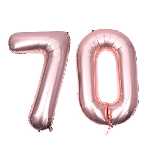 Parliky 40 Zoll Zahl 70 Aluminiumfolie Ballon Set Rose Gold Geburtstag Party Dekorationen Foto Prop Ballons von Parliky