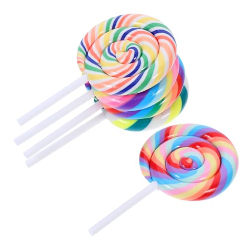 Parliky 5 Stück Lollipop Requisiten Polymer Ton Süßigkeiten Ornamente Regenbogen Wirbel Lollipop Lolly Gefälschte Lebensmittel Foto Requisiten Für Hochzeit Geburtstag Party von Parliky