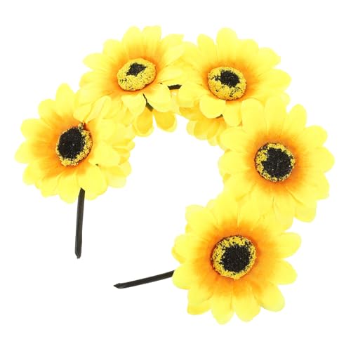 Parliky Simuliertes Sonnenblumen Stirnband Kopfband Haarbänder Haarreifen Sonnenblumen Kopfschmuck Simulations Haarband Neuartige Stirnbänder Cosplay Stirnband Sonnenblumen Kopf von Parliky